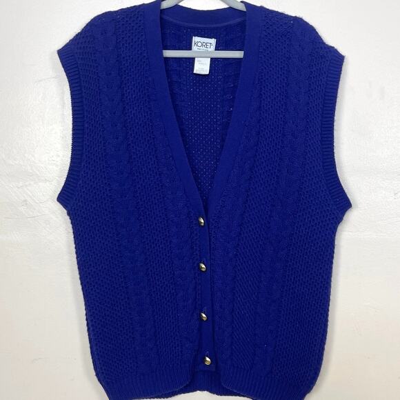 Vintage 1990's Koret Purple Button Up Sweater Vest 1X - Picture 1 of 3